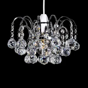 K9 Crystal Faceted Oriel Pendant Ceiling Light Shade/ Lamp Shade Chrome Finish