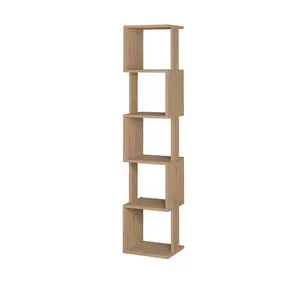 Chane Wall-Mounted Bookcase with 5 Shelves | Modern Storage Unit for Home or Office Saphire Oak