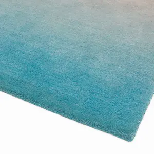 Blue Handmade , Luxurious , Easy to Clean Modern , Plain , Wool Rug for Living Room, Bedroom - 70 X 240 (Runner)