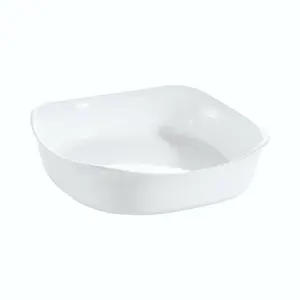 URBNLIVING 20cm Width White Opal Glass Square Serving Dish Bowl Set of 2