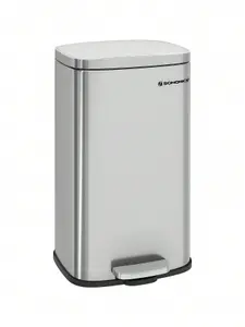 SONGMICS Kitchen Bin 30L, Pedal Bin, Rubbish Bin With Soft-Close Lid And Inner Bucket, Steel, White