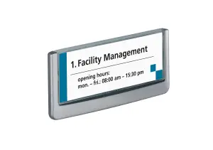 Durable Adhesive CLICK SIGN Wall Mounted Door Sign Holder - 149x52mm - Grey