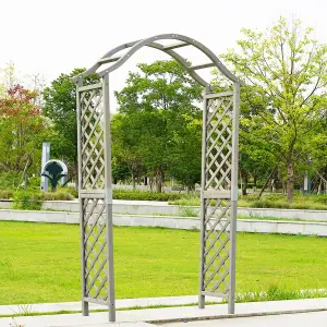 Garden Arch Wooden Pergola Feature Trellis Rose Climbing Plant Archway Grey Frame