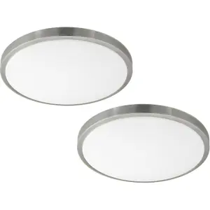 2 PACK Wall Flush Ceiling Light White Shade White Satined Nickel Plastic LED 24W