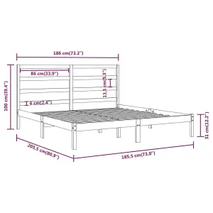 Berkfield Bed Frame White Solid Wood 180x200 cm 6FT Super King