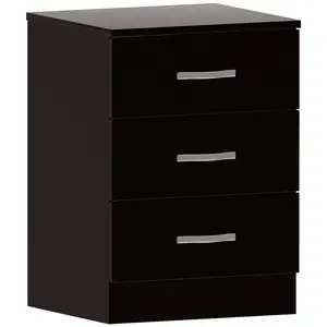 Maybery 3 - Drawer Bedside Table Nightstand Black