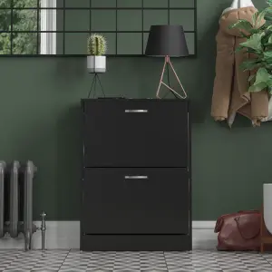 Vida Designs 2 Drawer Shoe Storage Cabinet Black