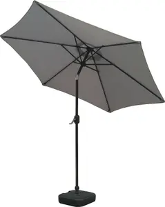 Schallen 2.7m UV50 Garden Outdoor Sun Umbrella Parasol with Winding Crank & Tilt - Grey