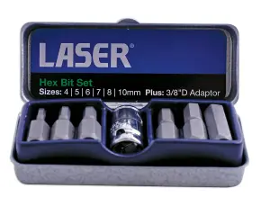 Laser Tools 0593 7pc Hex Bit Set with 3/8" Drive Bit Adaptor