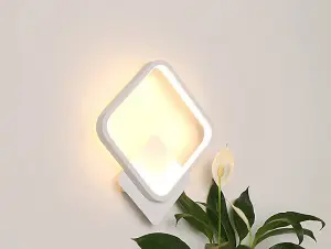 LED Wall Lamp Bedroom Light Nordic Modern White Aluminum 25x30cm