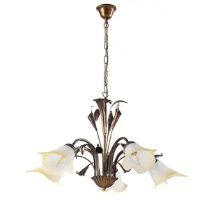 Luminosa Lucrezia 5 Light Multi Arm Pendant Ceiling Light, Bronze