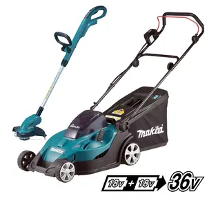 Makita DLM431Z Twin 18v / 36v LXT Cordless 43cm Lawn Mower + DUR181 Strimmer