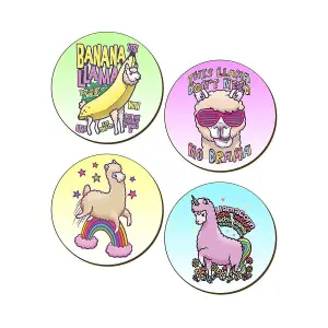 Grindstore Llama Drama 4 Piece Coaster Set Multicoloured (One Size)