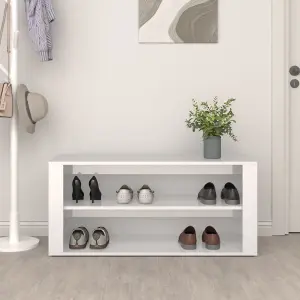 Berkfield Shoe Rack High Gloss White 100x35x45 cm Engineered Wood