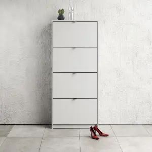 Shoes Shoe cabinet  w. 4 tilting doors and 2 layers White