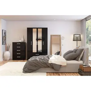 Birlea Lynx 2 Door Sliding Wardrobe With Mirror Black