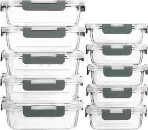 [10-Pack]Glass Meal Prep Containers -MCIRCO Food Storage Containers With Lifetime Lasting Snap Locking Lids, Airtight Lunch Containers, Microwave,