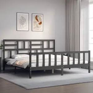 Berkfield Bed Frame with Headboard Grey 200x200 cm Solid Wood