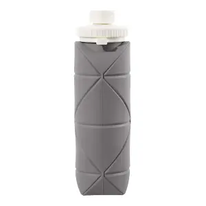 600ml Collapsible Silicone Water Bottle for Travel Gym Grey