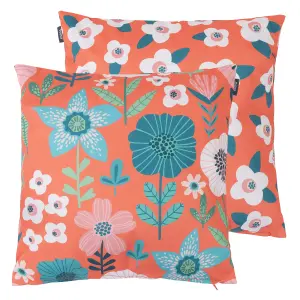 Veeva Meadow Print Set of 2 Red Outdoor Cushion