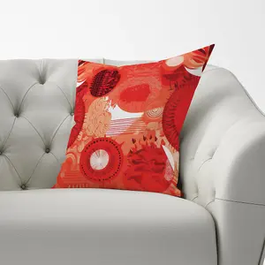 Abstract Red Sun pattern Cushions 60cm x 60cm