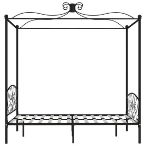 Berkfield Canopy Bed Frame Black Metal 140x200 cm