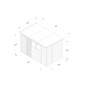 4LIFE Pent Shed 10x6 - 2 Windows - Double Door