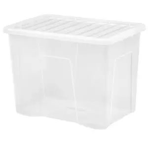 10 x Large See Through 80 Litre Crystal Clear Transparent Storage Boxes With Lids