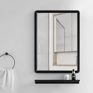 Black Wall Mounted Rectangle Framed Bathroom Mirror Vanity Mirror 500 mm x 700 mm