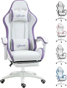 Vinsetto Gaming Chair, Recliner With PU Leather, 360 Swivel, Footrest & Lumbar Support, Purple | Aosom UK