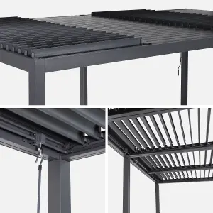 sweeek. 3x6m louvered aluminium pergola with adjustable roof slats Palace Anthracite 574x292x231 cm