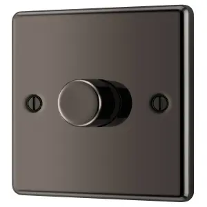 GoodHome Raised rounded profile Single 2 way 200W Dimmer switch Black 1 gang