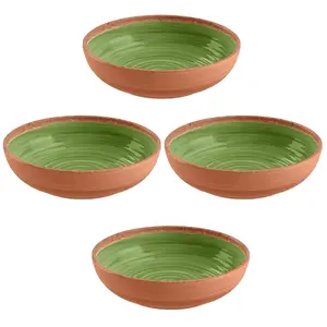 Purely Home Rustic Swirl Green Melamine Bowls - Set of 4