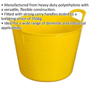 40 Litre Heavy Duty Flexi Tub with Strong Handles for Home and Industrial Use - Yellow