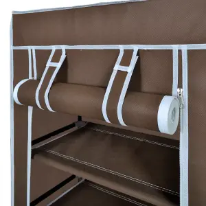 Fabric Shoe Cabinet with Cover 58 x 28 x 106 cm Brown