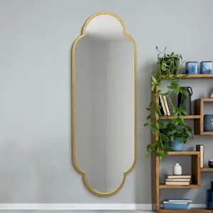 MirrorOutlet The Duplici Gold Metal Framed Double Arched Oval Wall Mirror 170CM X 59M