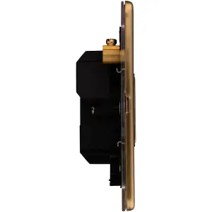 1 Gang 13A Unswitched Fuse Spur SCREWLESS SATIN BRASS Rocker Mains Isolation