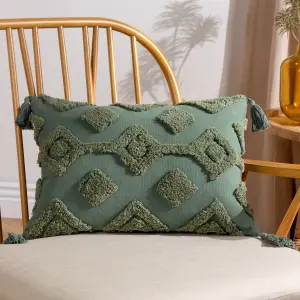 furn. Dharma Tufted 100% Cotton Feather Filled Cushion