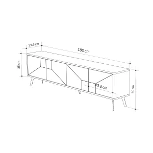 Decortie Dune Modern TV Unit Multimedia Centre with Storage Stylish TV Cabinet 65" TVs Anthracite Grey 180cm