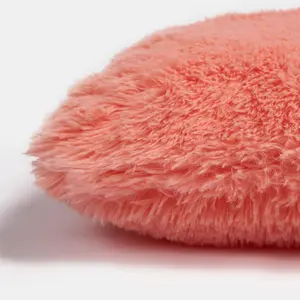 Fluffy Fleece Cushion Plump Filled Supersoft Warm Chair Pillow, Square - Coral