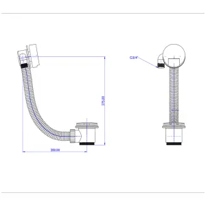 Aquadry Black Overflow bath filler 60mm