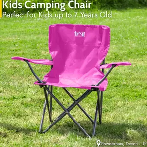 Kids Camping Chair Lightweight Folding Outdoor Childrens Seat With Rucksack Trail - Pink