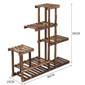 Garden 8 Tiers Brown Wooden Plant Stand 96cm H