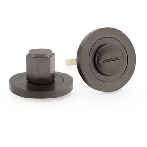 Industrial Hex Thumbturn & Release Lock - Dark Bronze - Bathroom Door WC