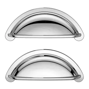 GoodHome Chervil Chrome effect Kitchen cabinets Cup Pull Handle (L)9.46cm (D)24mm, Pack of 2