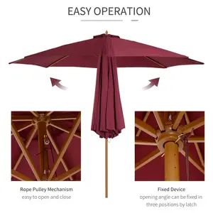 Lakewood 300cm Market Parasol Red