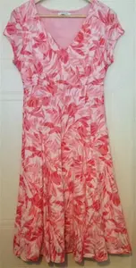 Marks & Spencer M&S Classic Coral Pink Floral Fit & Flare Midi Dress