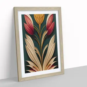 Flower No.1 - Single Picture Frame Print Oak Framed / 34cm H x 25cm W x 2cm D