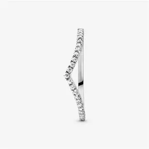 Pandora Sparkling Wishbone Ring - Sterling Silver / Cubic Zirconia - Sz. 50