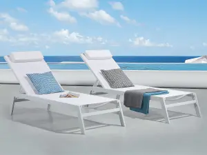 Sun Lounger Metal White CATANIA